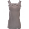 Basic Cotton Canotta Cotone Costine Spallina Pizzo